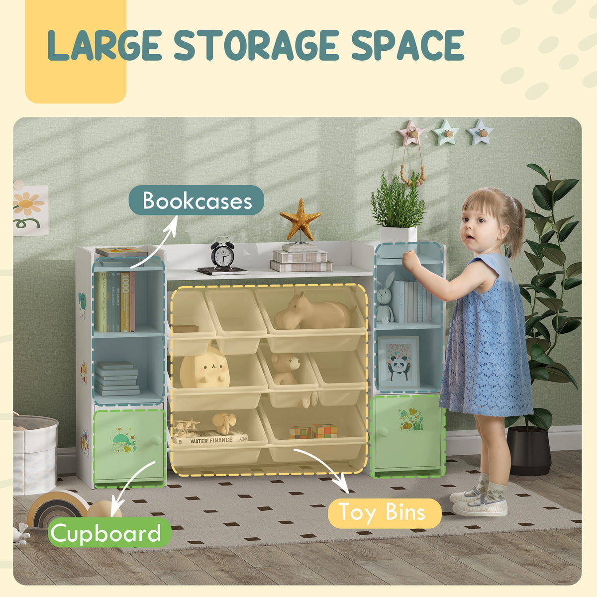 Organisateur de jouets avec 8 bacs amovibles — Blanc