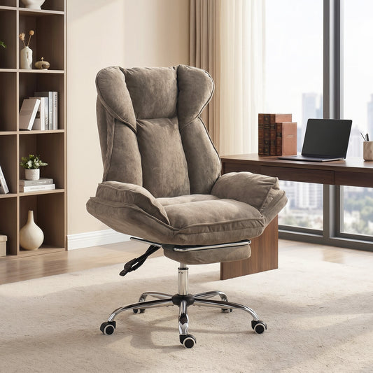 Chaise de bureau inclinable velours avec repose-pieds