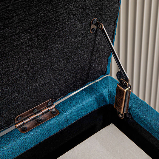 Banc de rangement capitonné en tissu