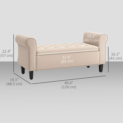 Banc de rangement capitonné avec accoudoirs