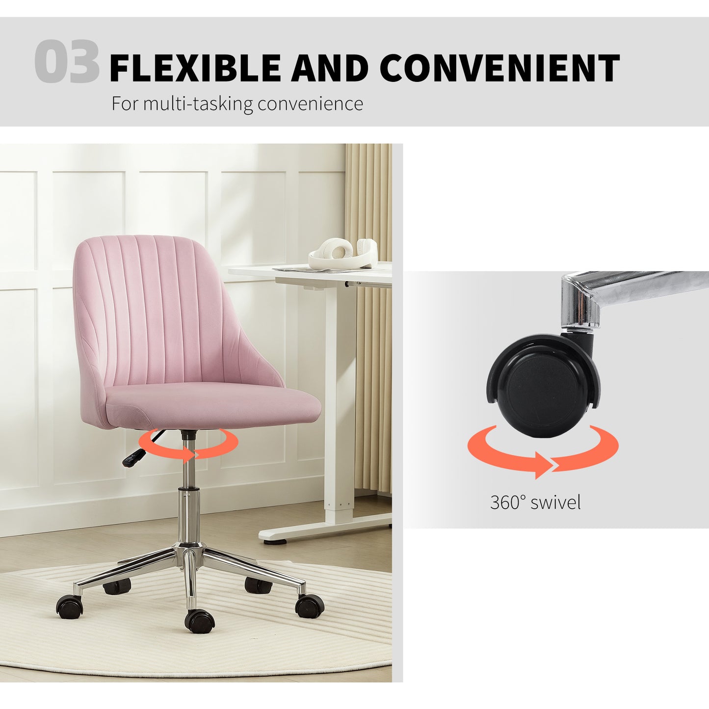 Chaise de coiffeuse pivotante en velours réglable