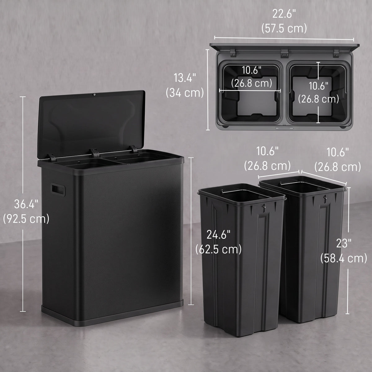 Poubelle automatique intelligente à double compartiment 60 L