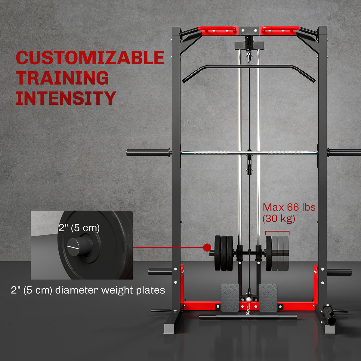 Cage à squat multi-exercices avec barre de traction acier