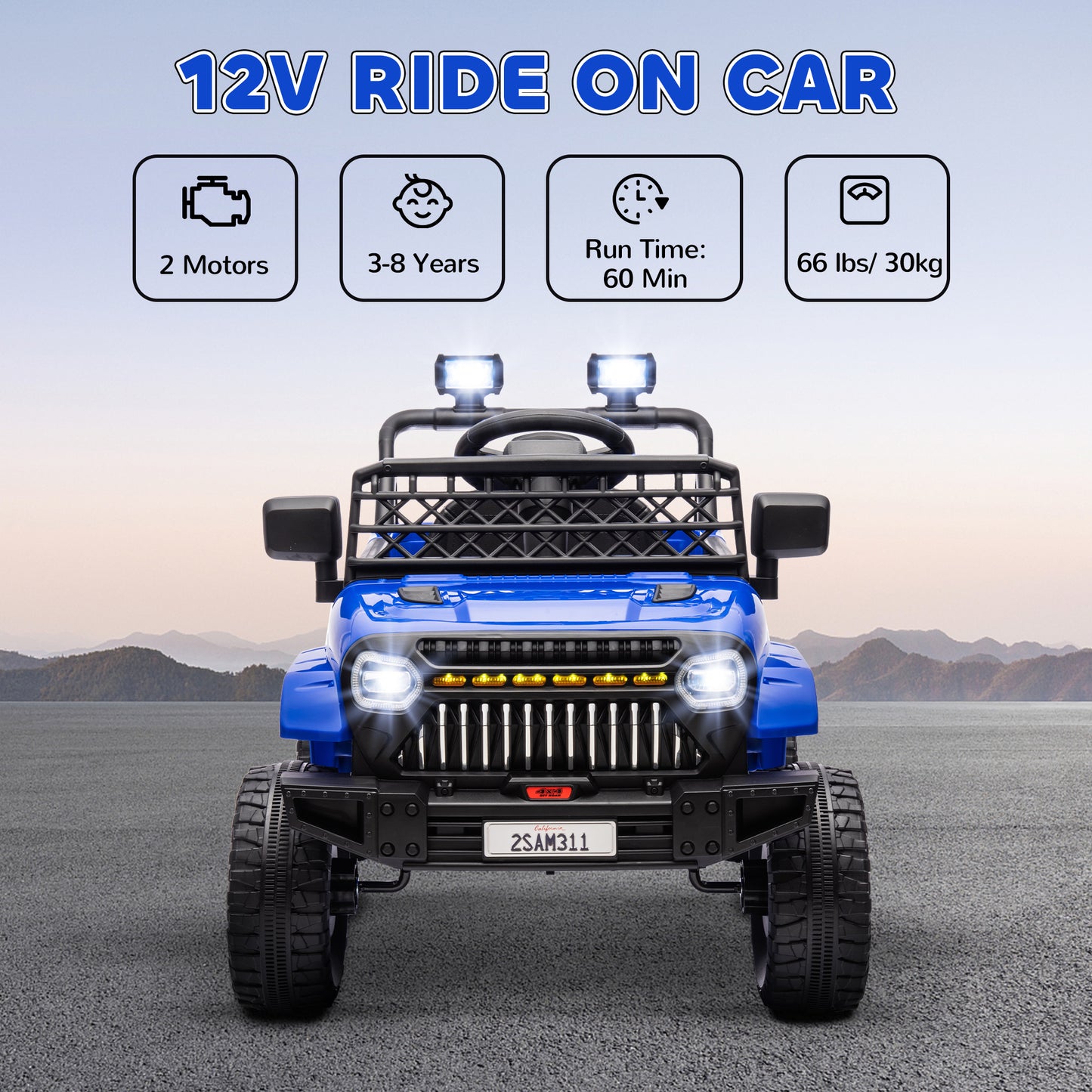 Camion électrique 12V télécommandé pour enfants avec suspension