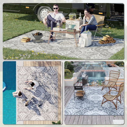 Tapis extérieur réversible 274 x 366 cm avec sac