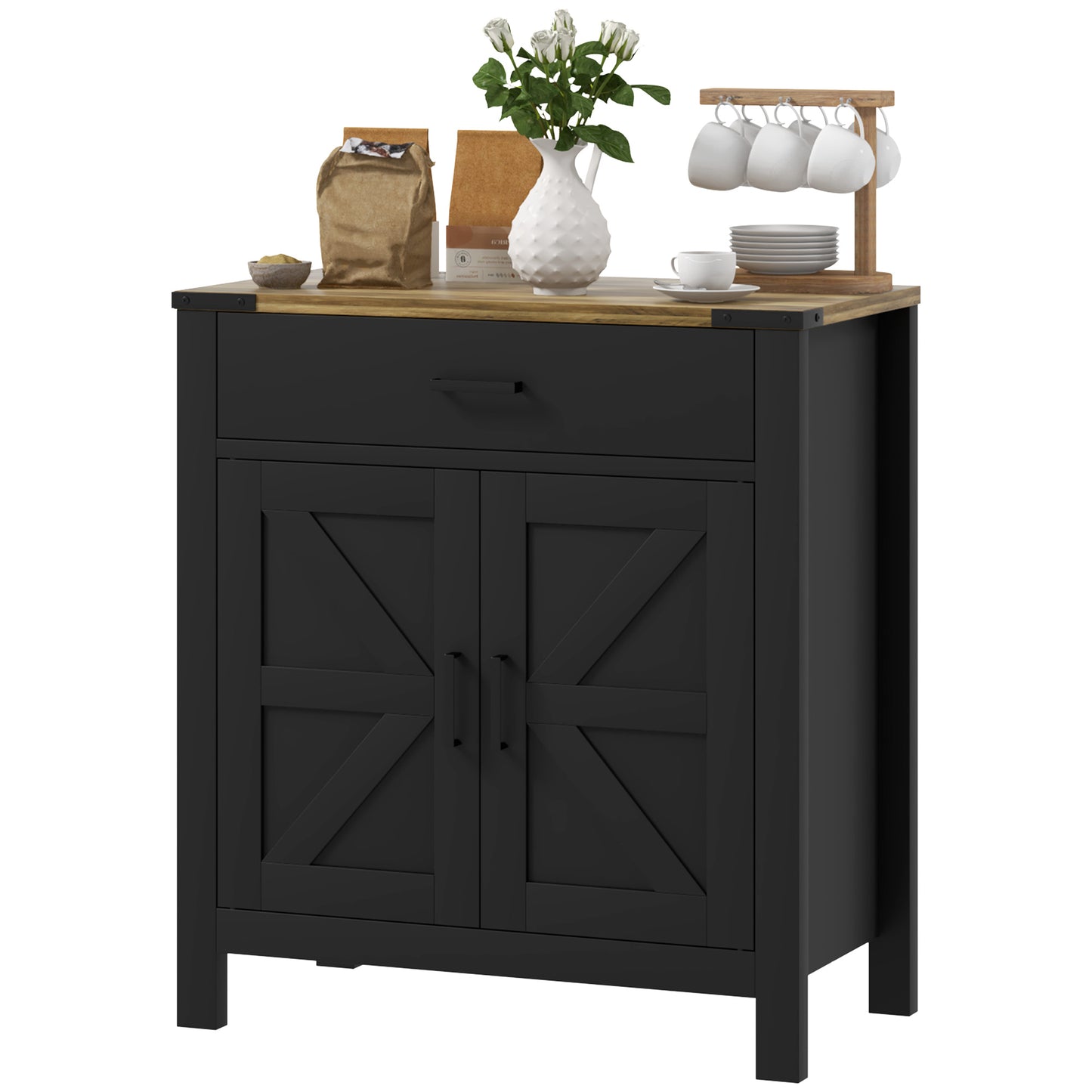 Buffet de cuisine style fermette avec tiroir et tablette