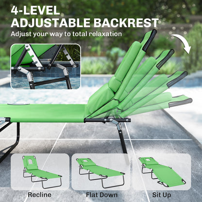 Chaise longue pliante avec trou visage ajustable