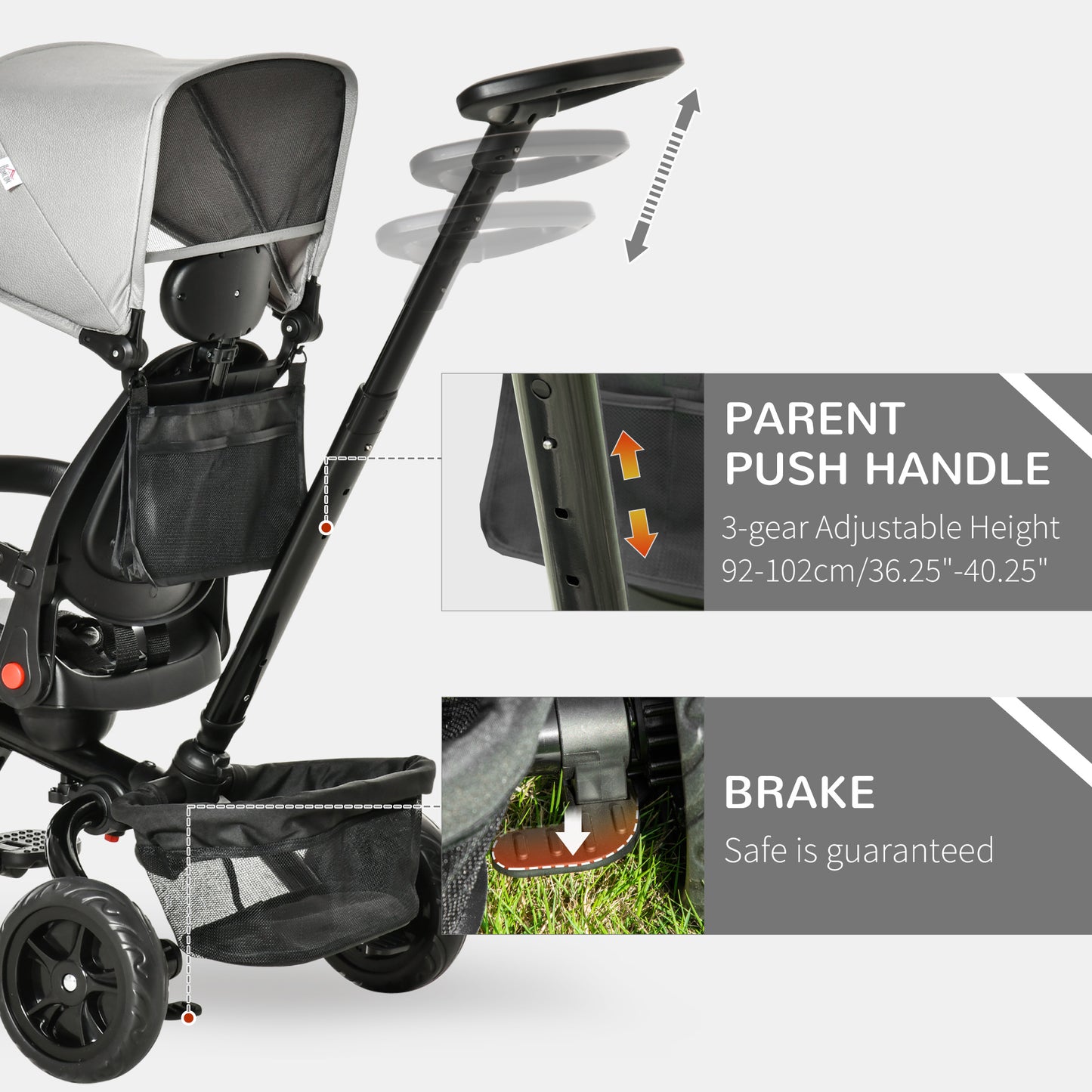 Tricycle évolutif 5-en-1 pour tout-petits