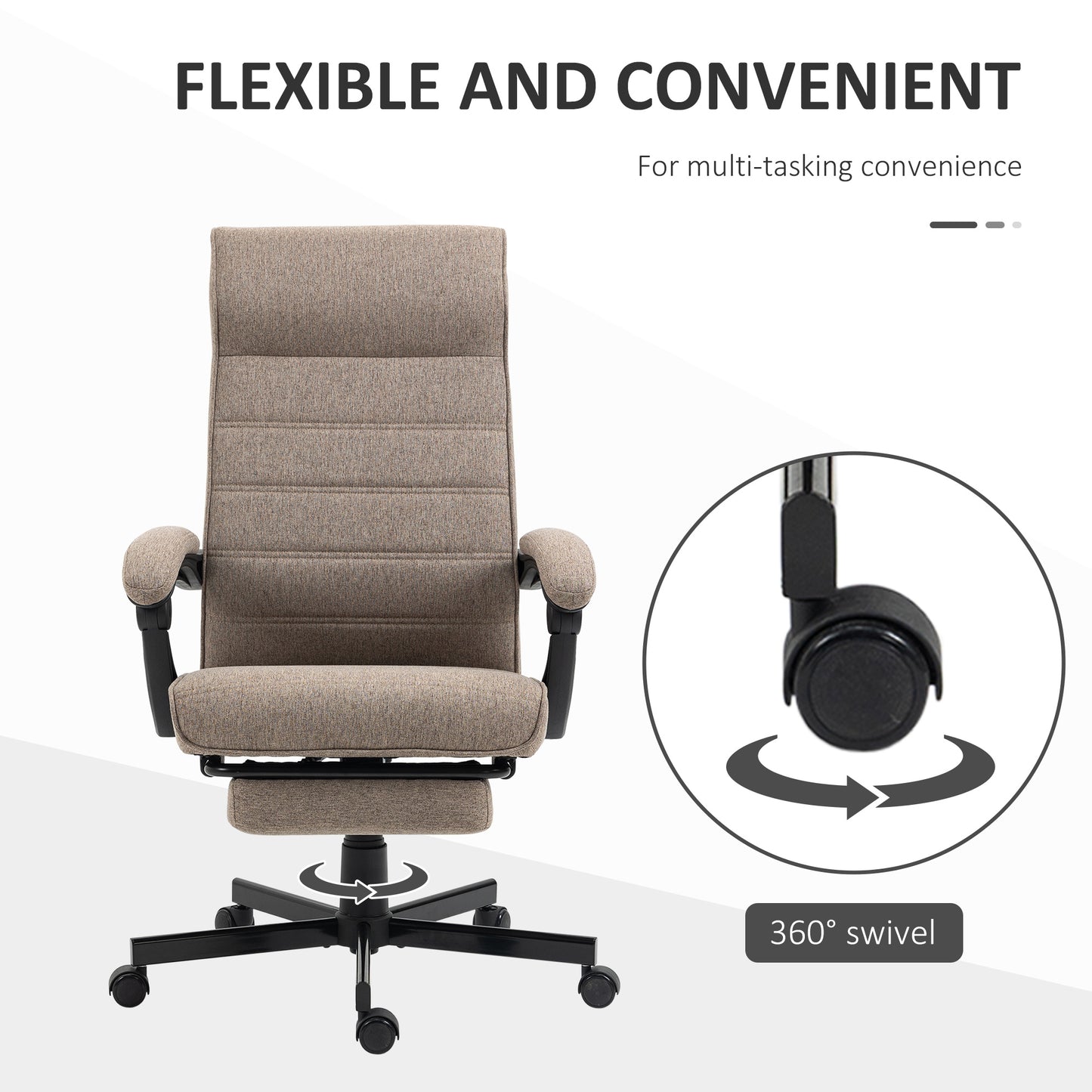 Chaise de bureau dossier haut inclinable avec repose-pieds