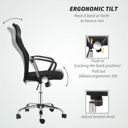 Chaise de bureau ergonomique dossier haut maille