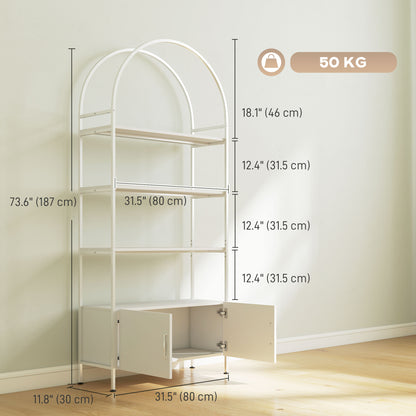 Bibliothèque arquée à 4 niveaux avec meuble de rangement