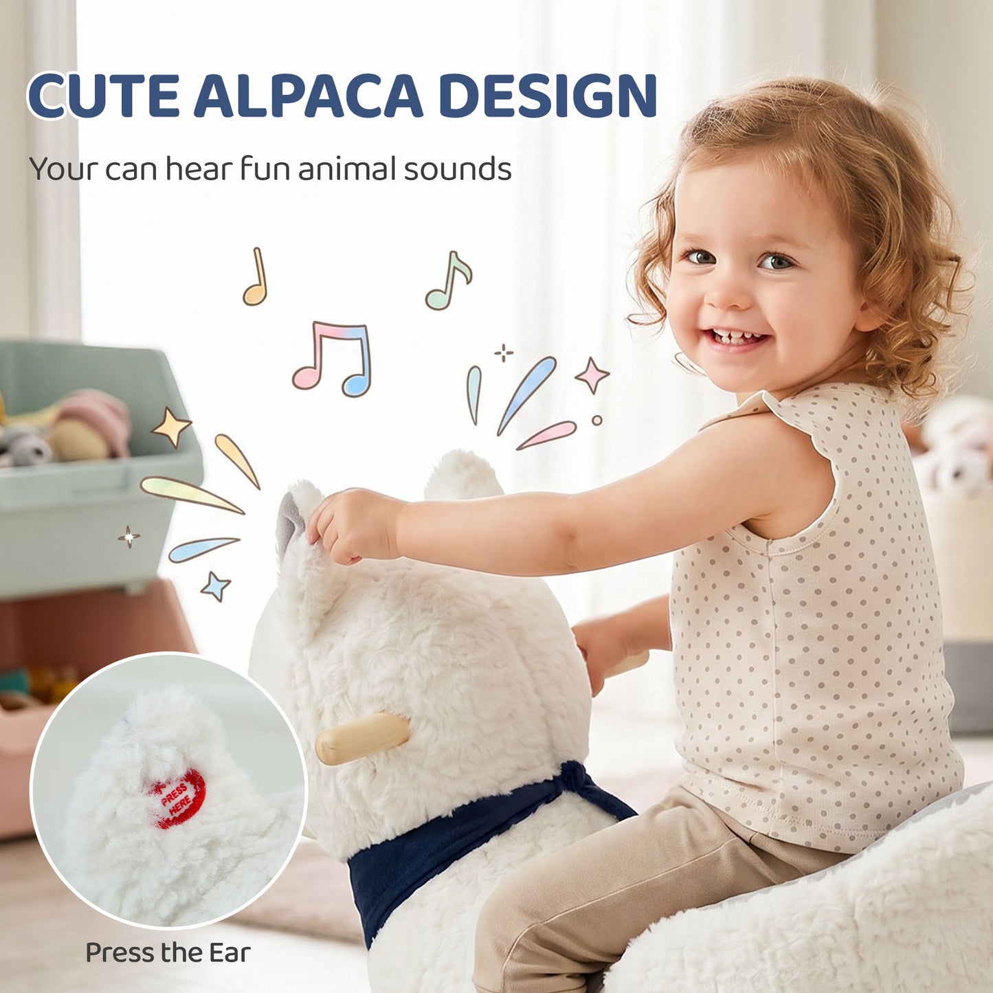 Cheval à bascule en peluche alpaga pour bébé