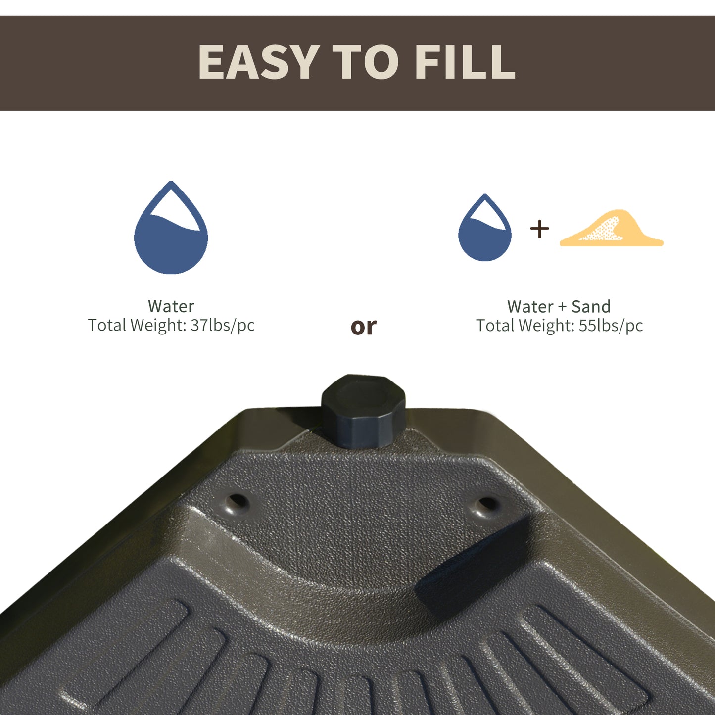 Poids de base parasol déporté 4 pièces circulaire HDPE