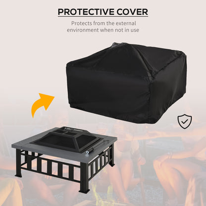 Foyer extérieur carré 86 cm acier avec couvercle