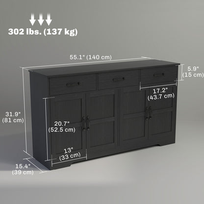 Buffet bahut moderne avec tiroirs et étagères ajustables