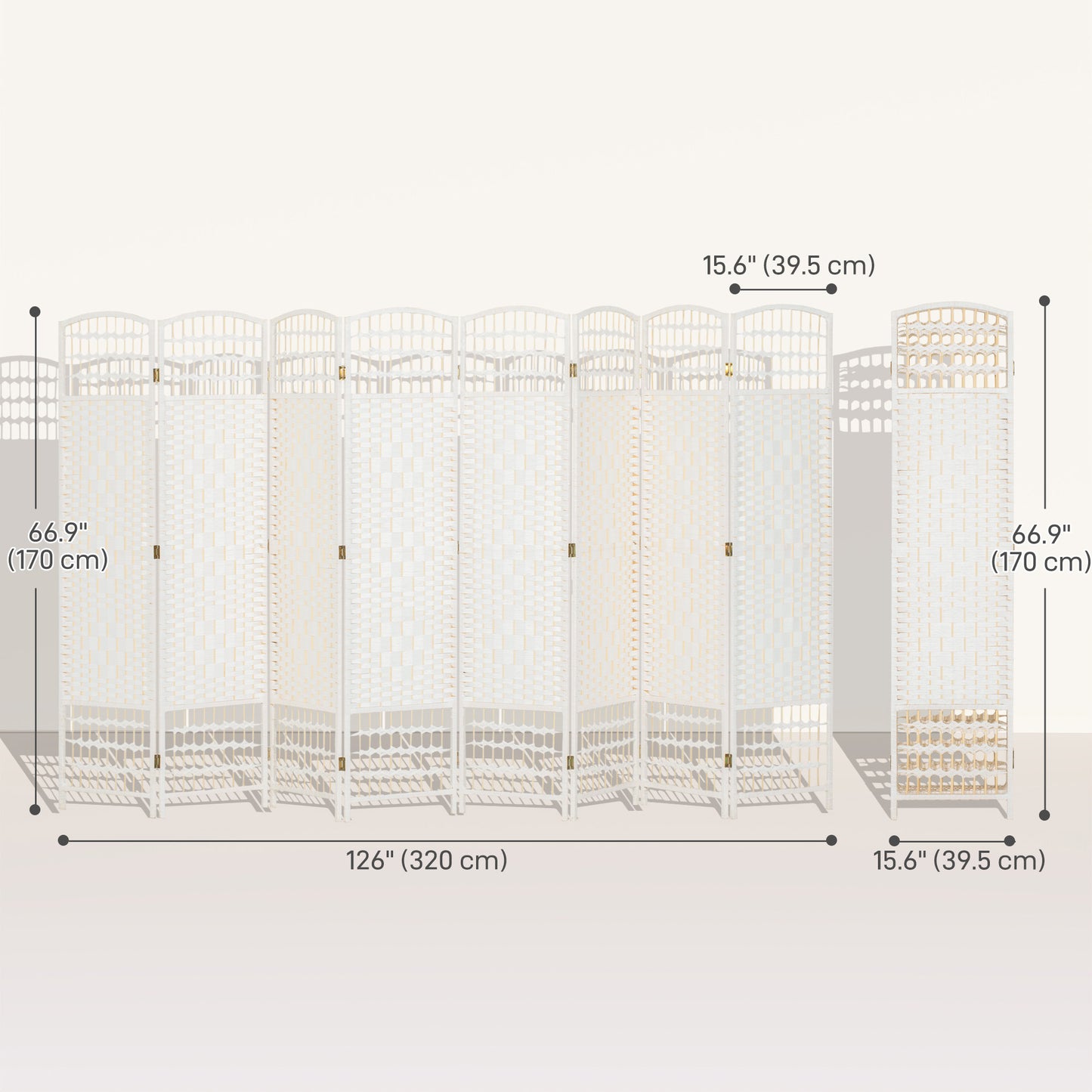 Paravent pliant 6 panneaux fibres tressées