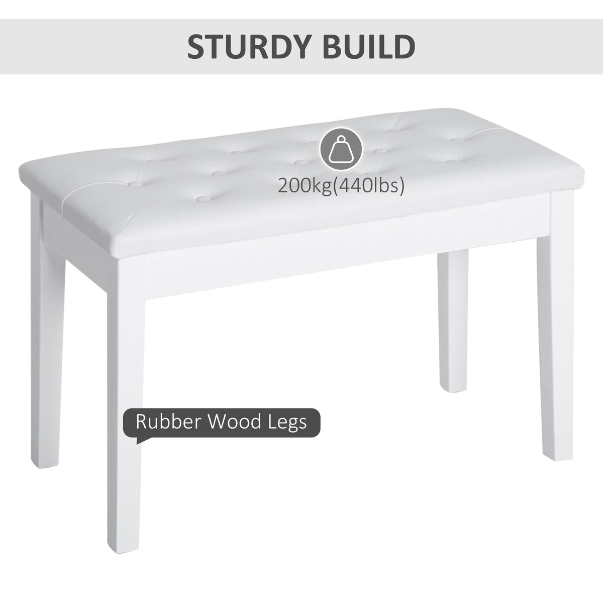 Banc de piano rembourré avec rangement