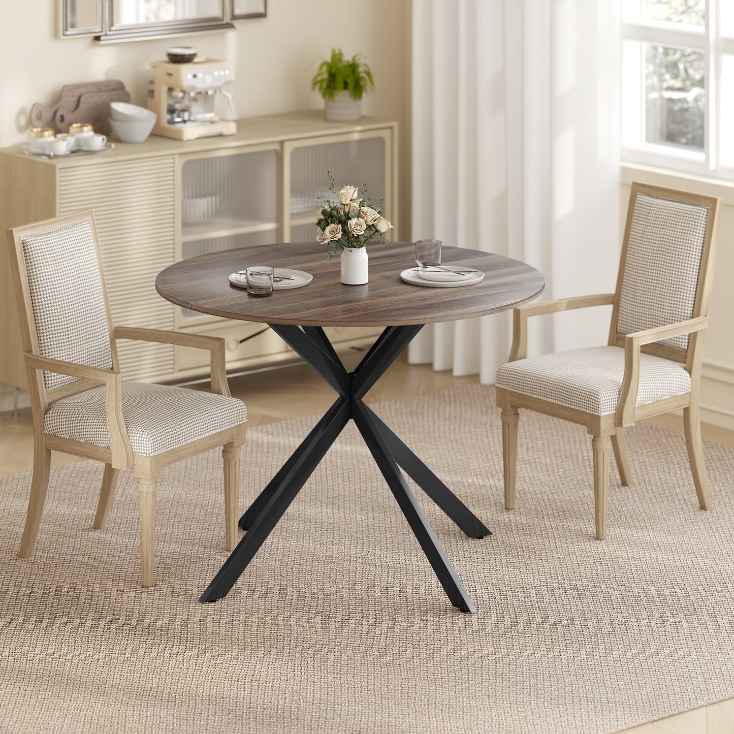 Table de cuisine ronde 40 po — noir