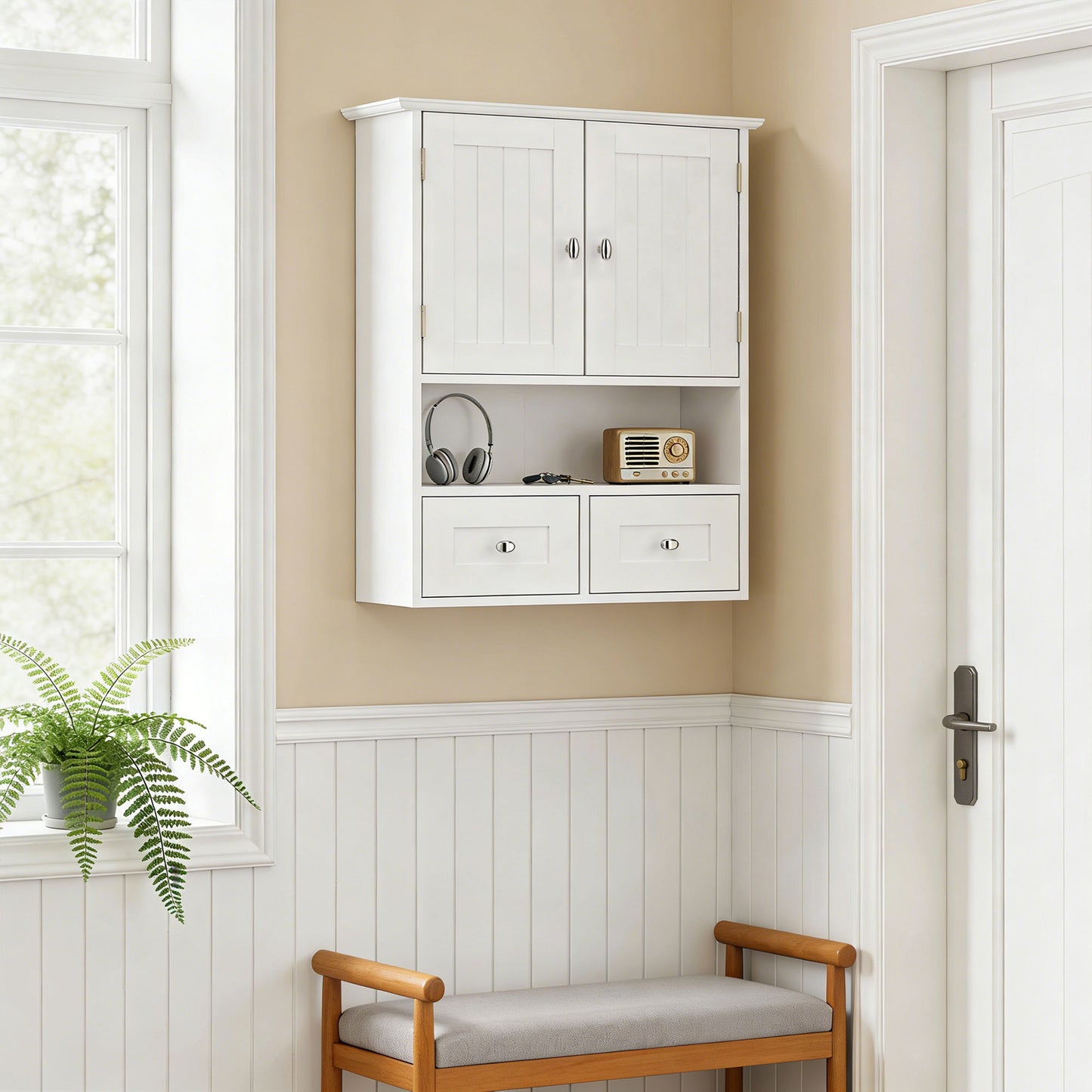 Armoire murale salle de bain avec tiroirs et étagère