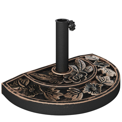 Base de parasol demi-lune 20 livres motif floral — bronze