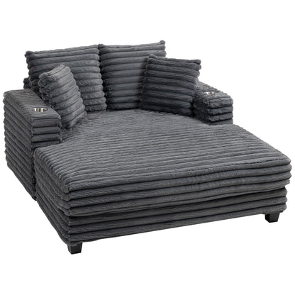 Sofa-lit grand confort avec porte-verres et coussins