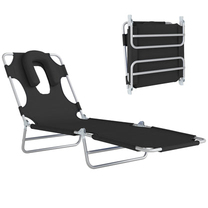 Chaise longue pliante 5 positions avec trou visage