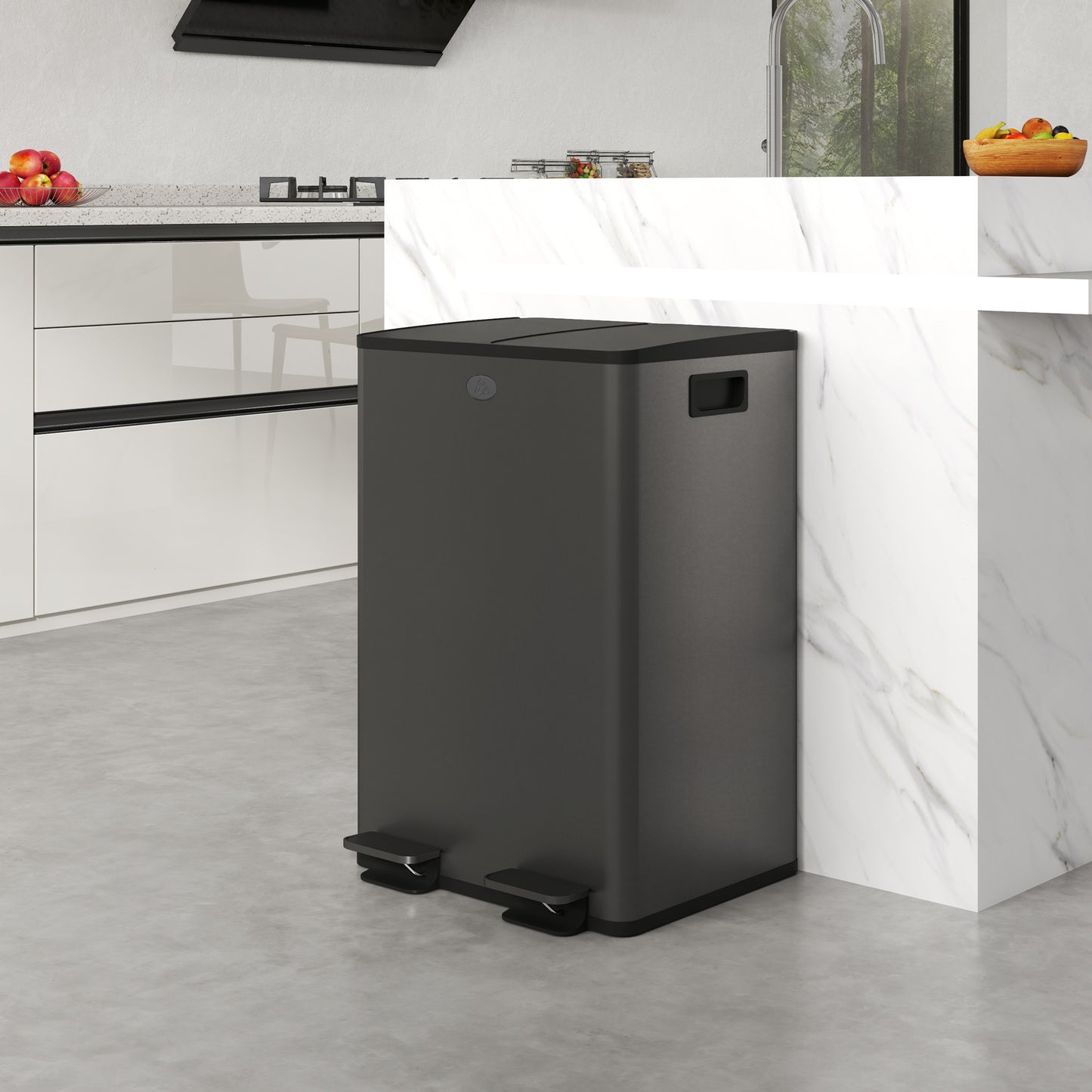 Poubelle double à pédale 2 x 28 litres