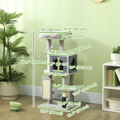 Arbre à chat multiniveaux avec griffoirs et condo