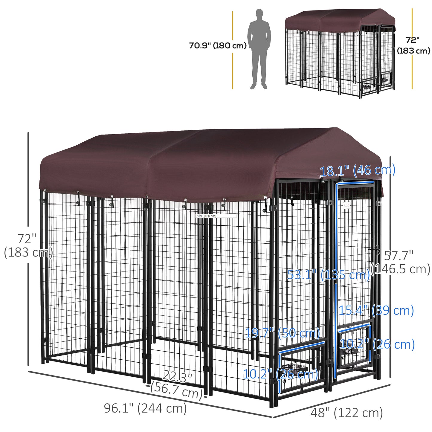 Enclos pour chien extérieur verrouillable acier soudé