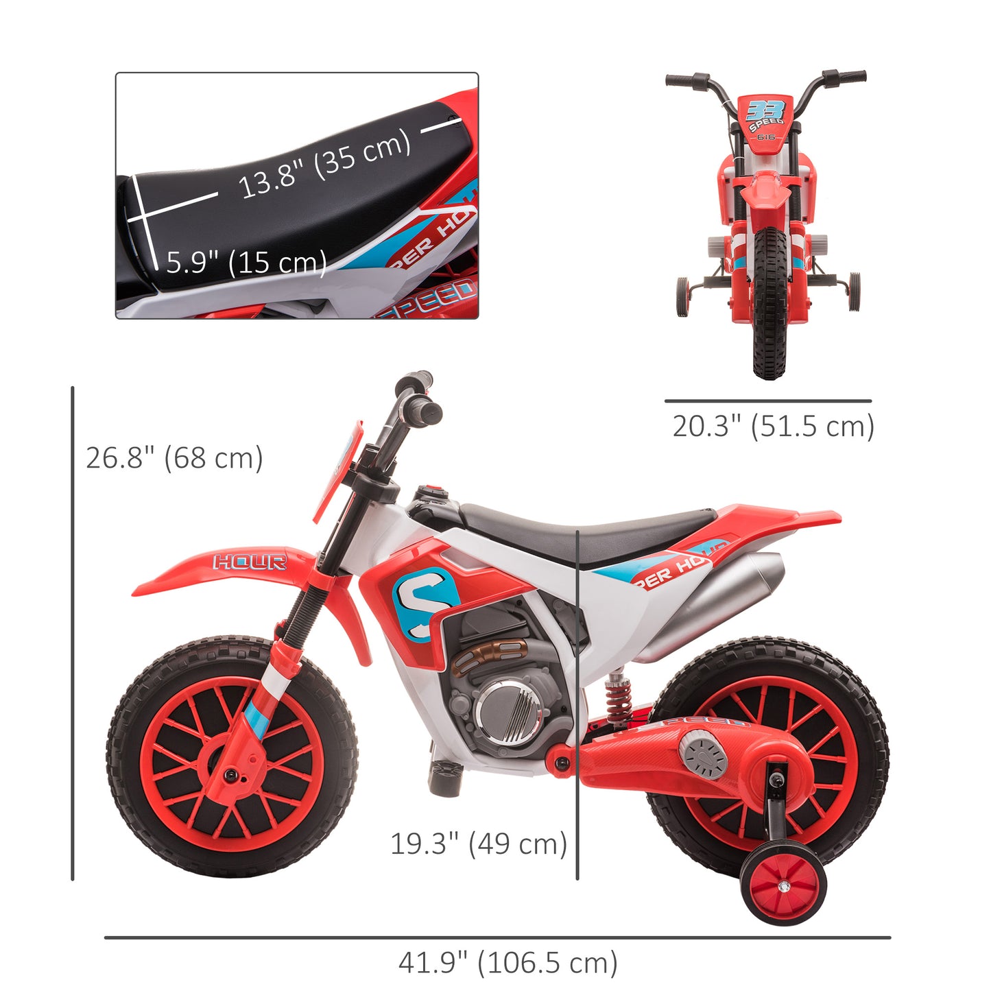 Moto électrique enfant 12V roues amovibles