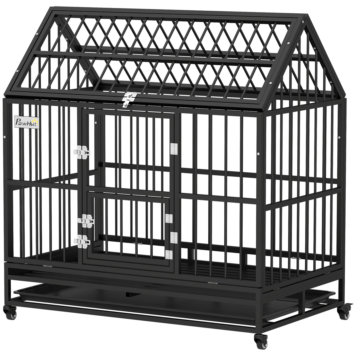 Cage pour chien robuste en acier avec roulettes