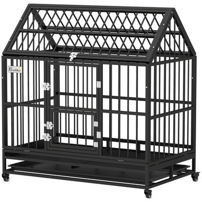 Cage pour chien robuste en acier avec roulettes