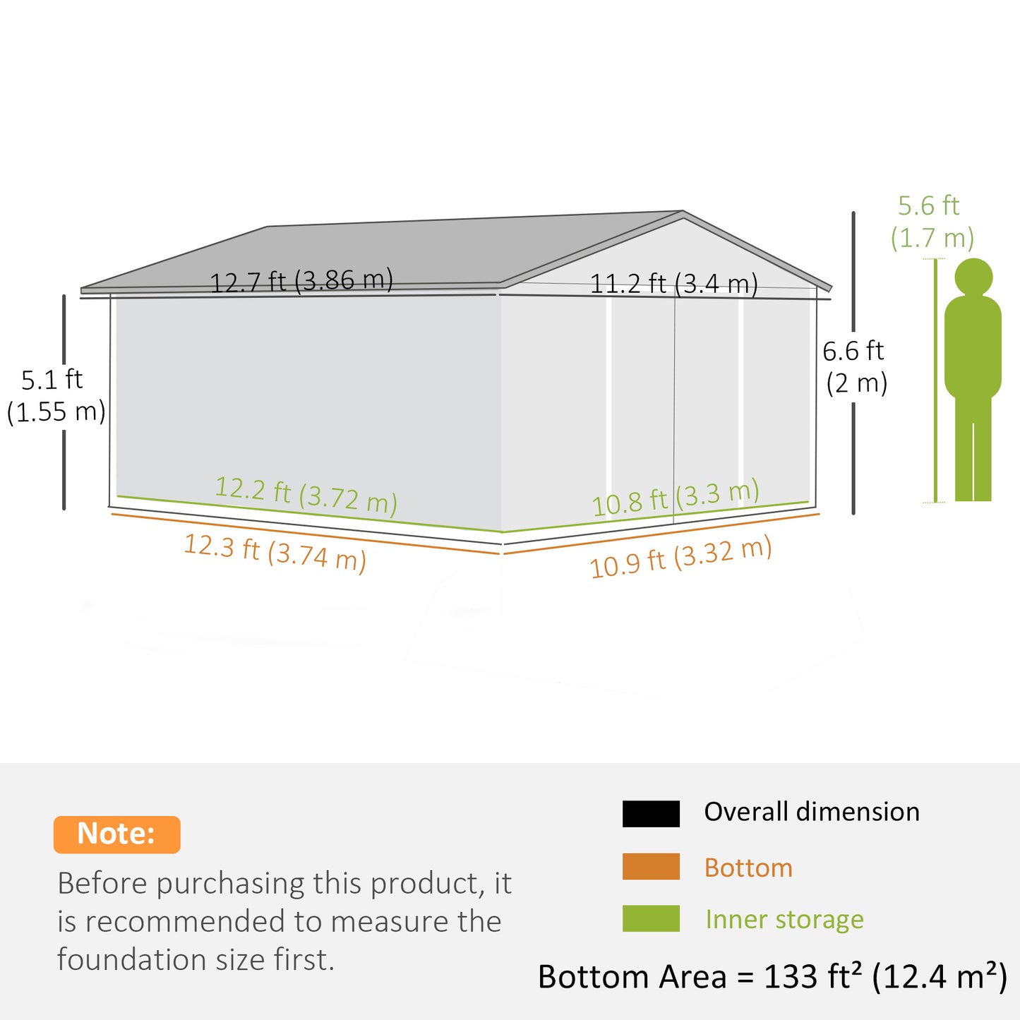 Remise de jardin en acier galvanisé avec double porte coulissante