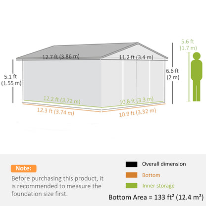 Remise de jardin en acier galvanisé avec double porte coulissante