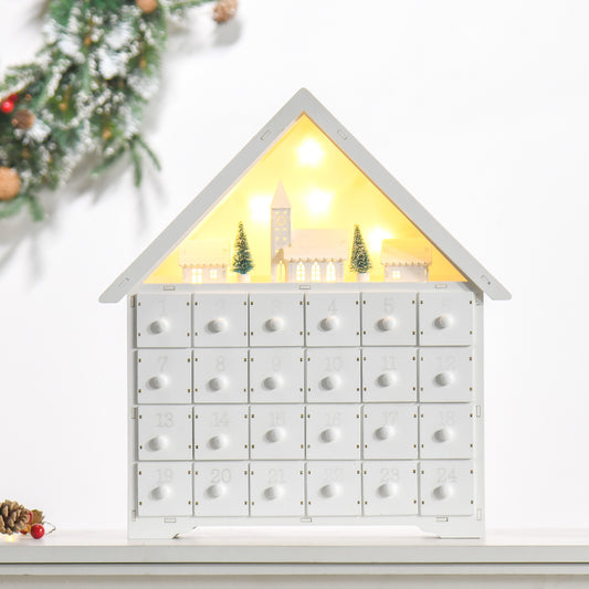 Calendrier de l'Avent Noël lumineux bois 24 jours