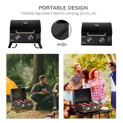 BBQ au propane portable 2 brûleurs pattes pliantes
