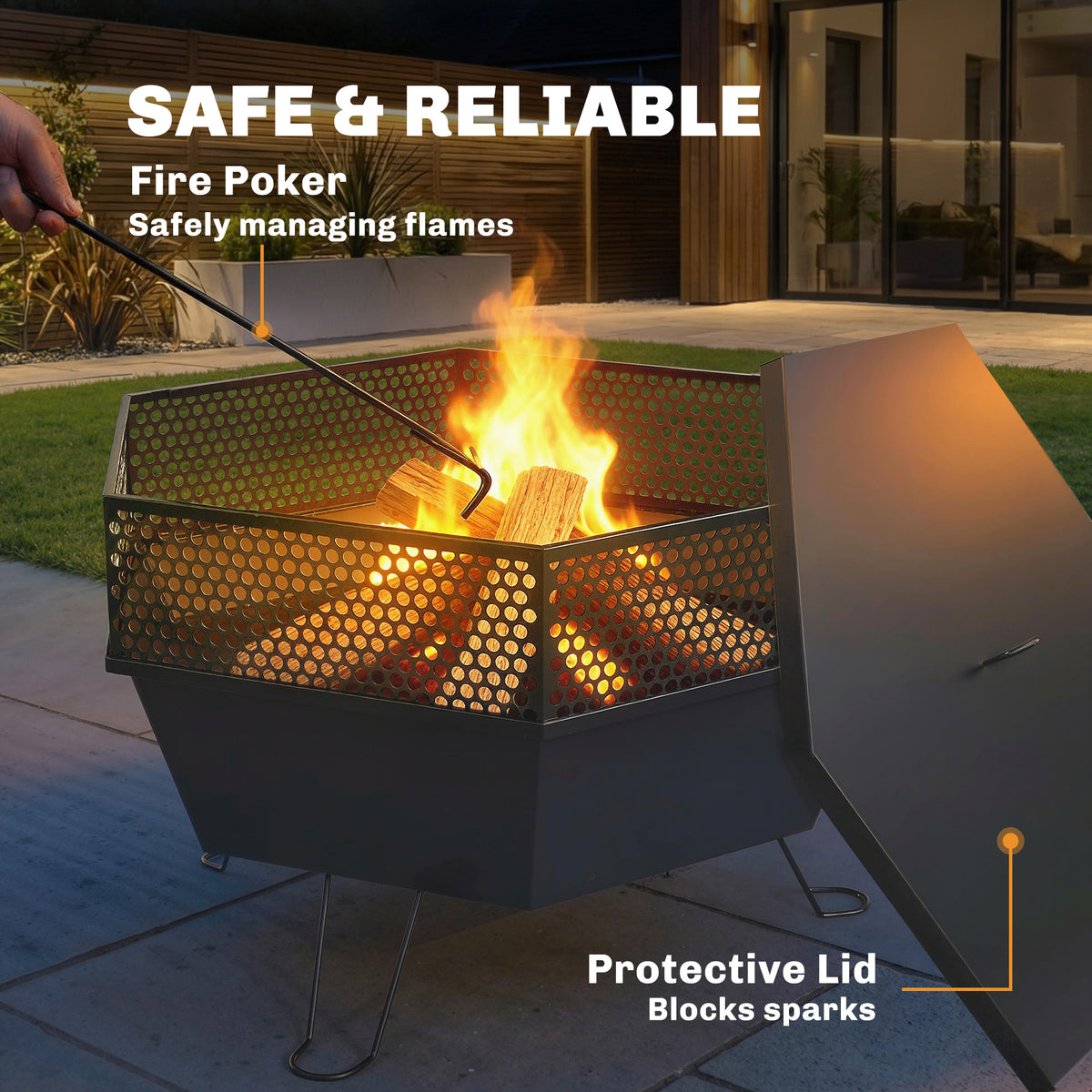Foyer de feu pliable 20 po avec couvercle