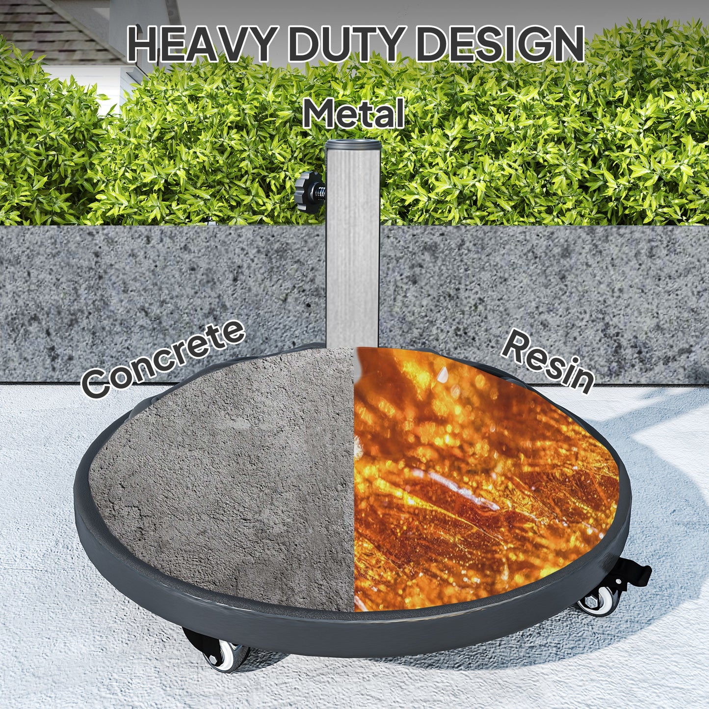 Socle de parasol rond avec roulettes 20 kg