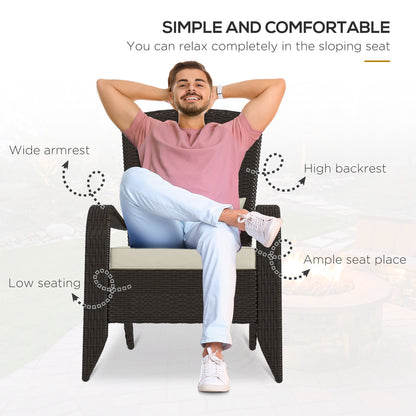 Fauteuil Adirondack rotin extérieur avec coussins