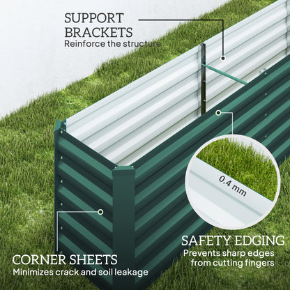 Outsunny Galvanized Raised Garden Bed 240x40x45cm Outdoor Garden