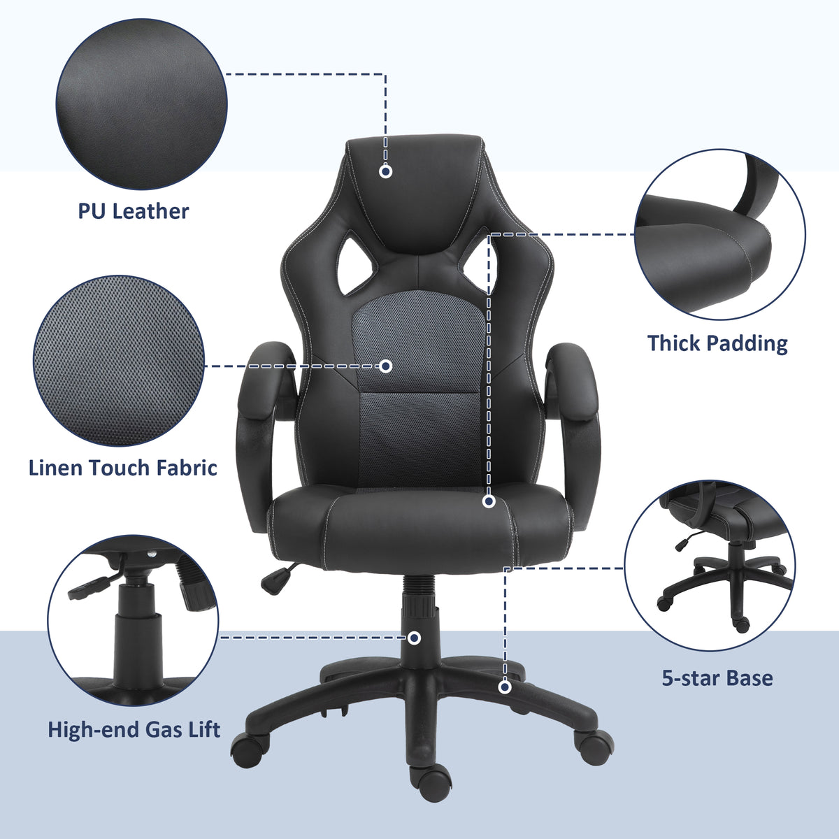 Chaise gaming ergonomique hauteur réglable