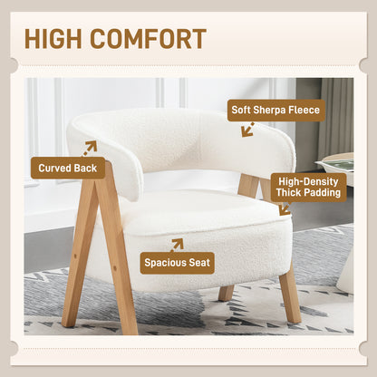 Fauteuil accent sherpa fleece pieds bois nordique