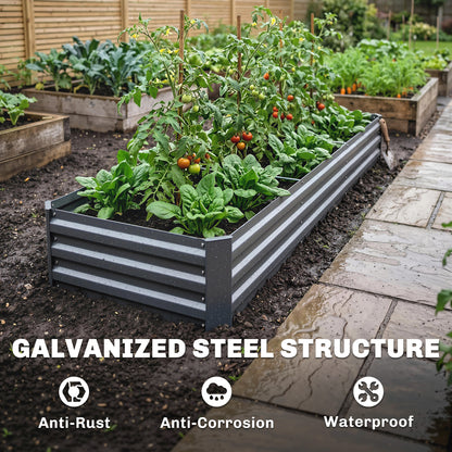 Bac surélevé galvanisé 8'x2'x1' pour jardin