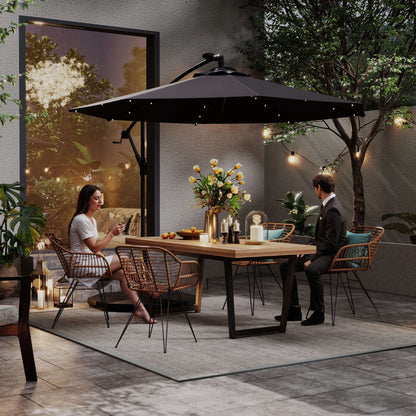 Parasol déporté LED solaire 290 cm avec base lestée