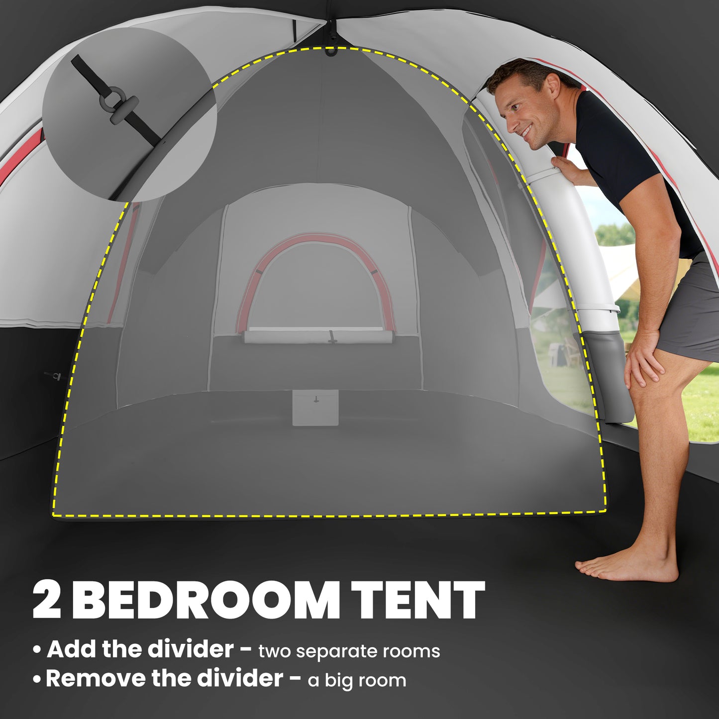 Tente de camping tunnel 6-8 personnes imperméable 2000mm