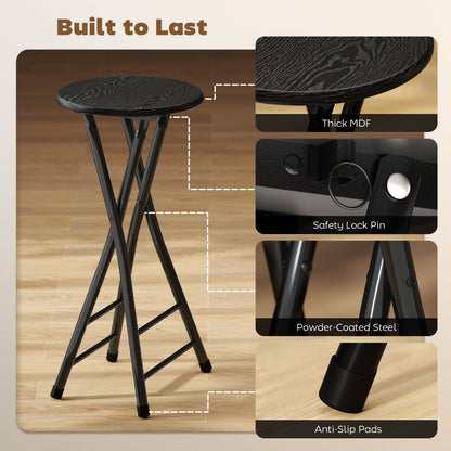 Tabourets de bar pliants avec double repose-pieds