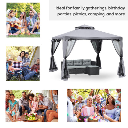 Gazebo patio toit double moustiquaire 2,9m x 2,9m