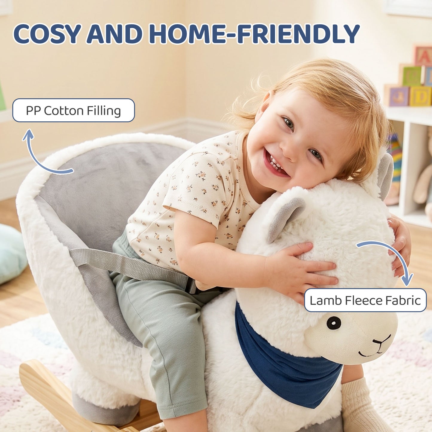 Cheval à bascule en peluche alpaga pour bébé