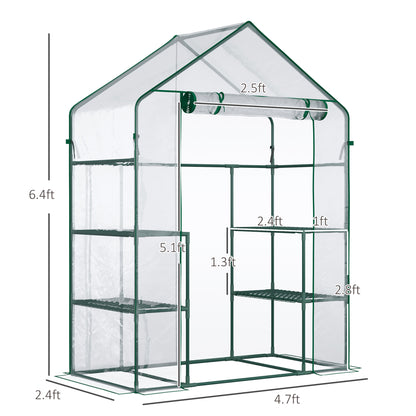 Serre de jardin walk-in 4 tablettes porte à rouleau