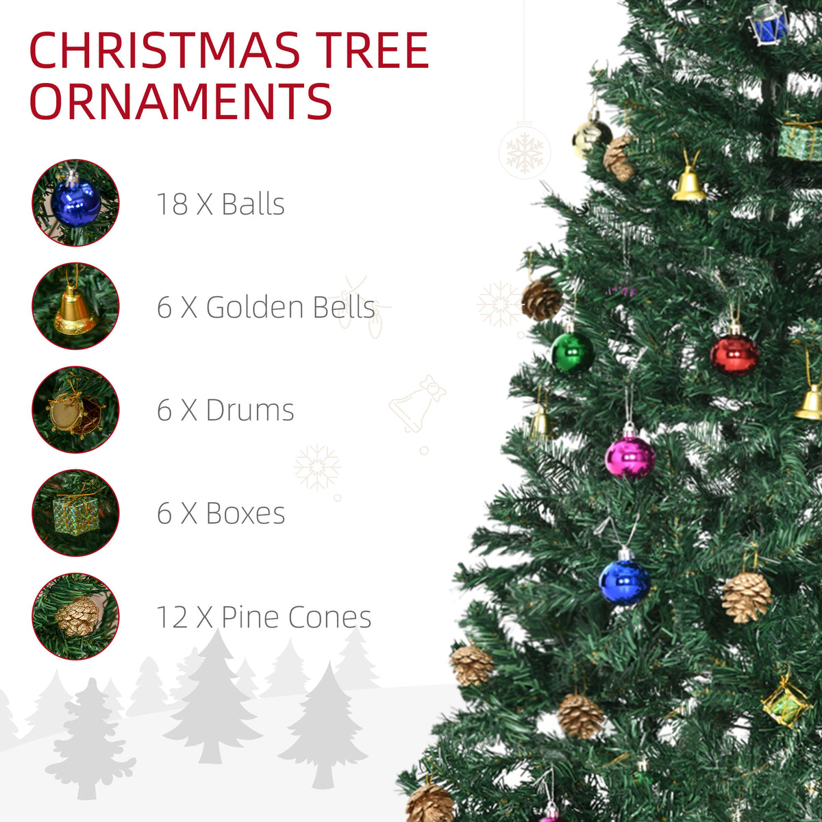 Sapin de Noël artificiel 1,5 m vert — décorations incluses